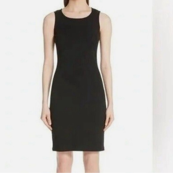 St. John Caviar Santana Knit Sleeveless Dress 8 Black Wool Blend Knee Length - Picture 1 of 7